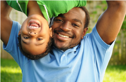 Father with elementary aged son