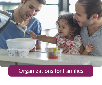 Button link to resources for Organizations for Families.