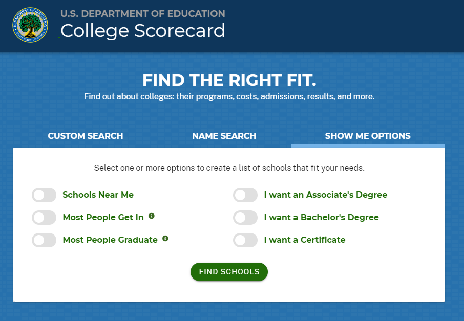 College Scorecard Database