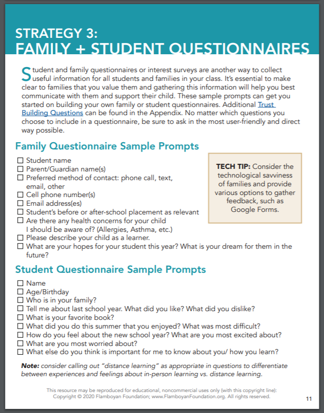 Strategy 3: Family + Student Questionnaires