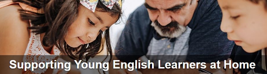 Supporting Young English Learners at Home: Two children and an adult male are writing together.