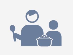 clipart child and parent with a cookpot and spatula
