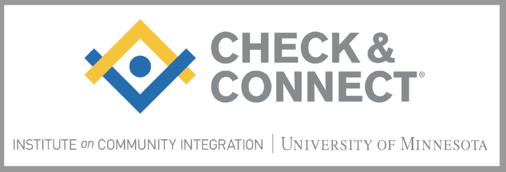 Check and Connect logo, institute on community integration at the University of Minnesota