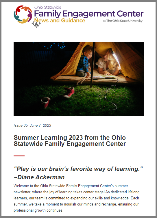 Issue 35: Summer Learning 2023 from the Ohio Statewide Family Engagement Center