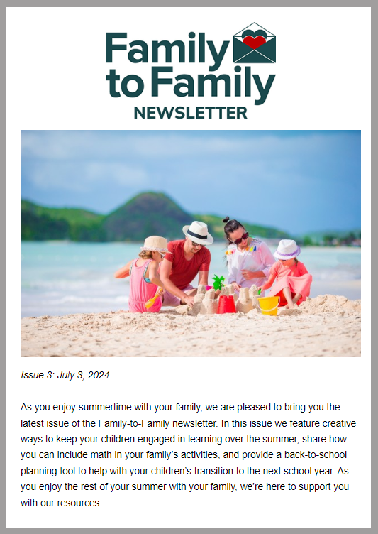 Family to Family Newsletter Issue 3 cover