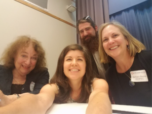 photo of Dr. Joyce Epstein, Dr. Meredith Wellman, Thomas Capretta, and Dr. Barbara Boone at a professional development conference room taking a selfie in 2019 at The Ohio State University